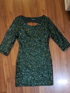 Express Emerald Sequin Mini Dress